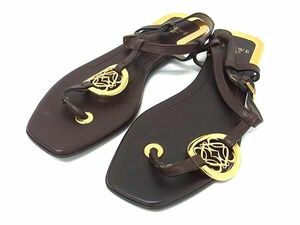 # beautiful goods # LOEWE Loewe hole g ram leather Flat tongs sandals declared size 37( approximately 24cm) shoes shoes lady's brown group DE3554