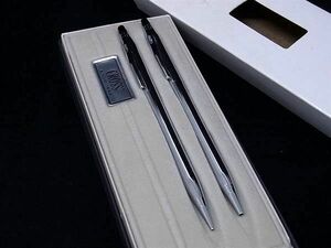 ■極美品■ CROSS クロス ツイスト式 ボールペン シャープペンシル 筆記用具 ステーショナリー 2点セット シルバー系 DD5091