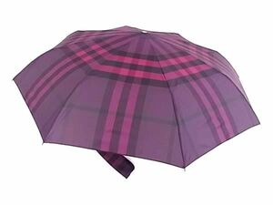 1 иен # превосходный товар # BURBERRY Burberry полиэстер в клетку 3 уровень складывать складной зонт складной зонт высококлассный зонт umbrella непромокаемая одежда лиловый серия AW6476