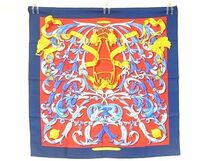 1円 ■極美品■ HERMES エルメス LE Mors A LA CONETABLE 【轡の気品】カレ90 シルク 大判 スカーフ ストール ショール ブルー系 BG8780_画像1