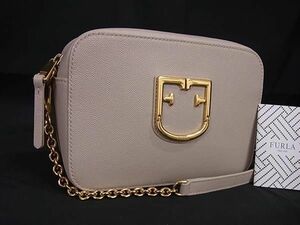 1 иен # прекрасный товар # FURLA Furla b lave . кожа цепь сумка на плечо Cross корпус наклонный .. женский оттенок бежевого AY3447