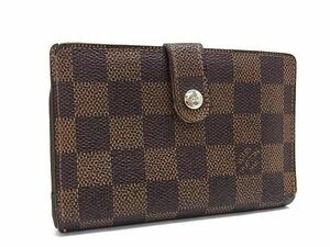 1円 LOUIS VUITTON ルイヴィトン N61674 ダミエ ポルトフォイユ ヴィエノワ がま口 二つ折り 財布 ウォレット ブラウン系 AY4766