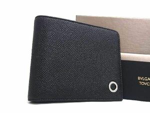 1 иен # превосходный товар # BVLGARI BVLGARY BVLGARY кожа двойной бумажник бумажник . inserting карта inserting мужской оттенок черного AY4469