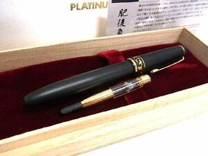 1 jpy # new goods # unused # PLATINUM platinum #3776. after .. pen .14K 585 14 gold fountain pen writing implements stationery black group AY4106