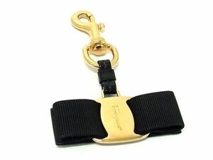 1 jpy # ultimate beautiful goods # Salvatore Ferragamo Ferragamo vala ribbon Gold metal fittings key holder key ring bag charm black group BJ1578