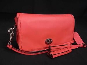 1 jpy # ultimate beautiful goods # COACH Coach 19914 leather tassel Cross body shoulder bag diagonal .. lady's red group AW8923