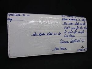 1円 Vivienne Westwood ヴィヴィアンウエストウッド オーブ レザー 二つ折り 長財布 ウォレット ホワイト系×ブラック系 AY4304