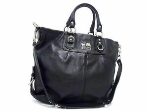 1円 ■美品■ COACH コーチ 12935 マディソン ジュリアン 12935 レザー 2WAY ハンドバッグ トート ショルダー ブラック系 AY1821