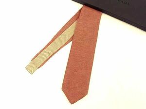1 иен # превосходный товар # PRADA Prada шелк 80%×linen20% галстук бизнес джентльмен мужской оттенок красного × серый серия BK1375