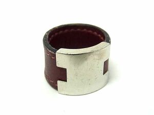 1 иен # прекрасный товар # HERMES Hermes Roo Lee кольцо кожа серебряный металлические принадлежности кольцо кольцо аксессуары примерно 12 номер оттенок красного × оттенок серебра AY4598