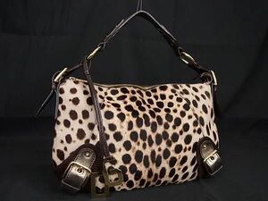 1 jpy # beautiful goods # DOLCE&GABBANA Dolce & Gabbana is lako Leopard leopard print handbag one shoulder brown group AY4803