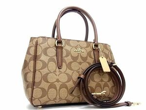 1 jpy # ultimate beautiful goods # COACH Coach 67027 signature PVC× leather 2WAY handbag shoulder diagonal .. lady's brown group AY2362
