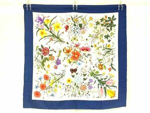1 иен # прекрасный товар # GUCCI Gucci цветок цветочный принт насекомое рисунок большой размер шарф палантин шаль темно-синий серия × многоцветный AW8107