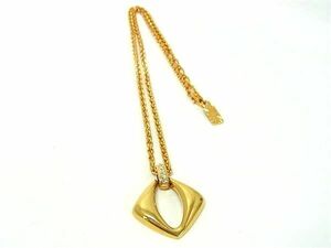 1円 ■美品■ YVESSAINTLAURENT イヴサンローラン ラインストーン ネックレス ペンダント アクセサリー レディース ゴールド系 FD0104