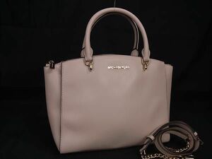 1円 ■極美品■ MICHAEL KORS マイケルコース レザー 2WAY クロスボディ ショルダー ハンドバッグ レディース ライトピンク系 BF7805