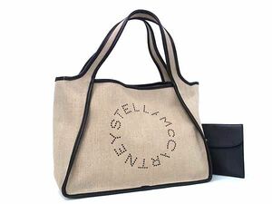 1 иен # прекрасный товар # STELLA McCARTNEY Stella McCartney парусина × кожа большая сумка сумка на плечо оттенок бежевого × оттенок черного AY3407