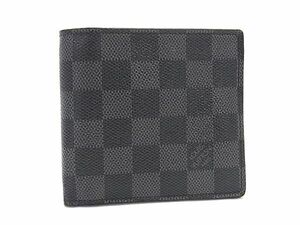 1円 LOUIS VUITTON ルイヴィトン N62664 ダミエグラフィット ポルトフォイユ マルコ 二つ折り 財布 ウォレット メンズ ブラック系 AY4538