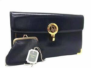 1 иен ChristianDior Christian Dior Vintage кожа камыш . сумка имеется клатч ручная сумочка темно-синий серия BL0613