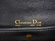 1円 ChristianDior クリスチャンディオール ヴィンテージ レザー がま口ポーチ付き クラッチバッグ セカンドバッグ ネイビー系 BL0613_画像5