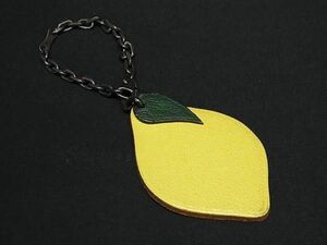 1 jpy # beautiful goods # HERMES Hermes fruit porutokre leather lemon key holder bag charm lady's men's yellow group AZ3787