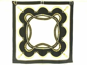 1 jpy # beautiful goods # Cartier Cartier Must line silk 100% total pattern large size scarf stole shawl lady's black group AW6319