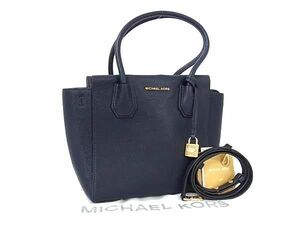 1 иен # прекрасный товар # MICHAEL KORS Michael Kors кожа 2WAY Cross корпус сумка на плечо ручная сумочка наклонный .. плечо .. темно-синий серия AY3481
