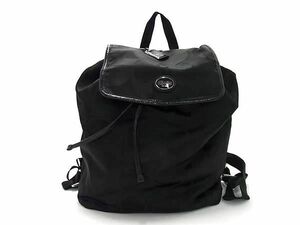 1 jpy # as good as new # COACH Coach F77350 signature nylon × leather rucksack Day Pack backpack black group AW8841