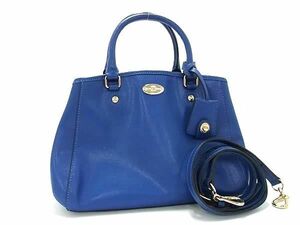 1 jpy # ultimate beautiful goods # COACH Coach F34835 Mini ma-goto Carry all leather 2WAY Cross body handbag shoulder blue group AW8836