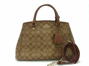 1 jpy # ultimate beautiful goods # COACH Coach signature PVC 2WAY Cross body shoulder bag handbag diagonal .. brown group AW8848