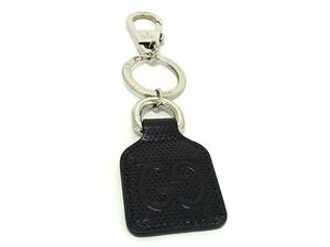 1 иен # прекрасный товар # GUCCI Gucci GGen Boss кожа брелок для ключа кольцо для ключей очарование мужской женский оттенок черного × оттенок серебра FC4172