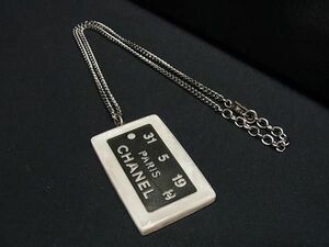 1 jpy # beautiful goods # CHANEL Chanel here Mark Logo necklace pendant accessory lady's silver group × ivory series AW5501