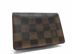 1円 LOUIS VUITTON ルイヴィトン N60533 ダミエ ポルト2 カルト ヴェルティカル カードケース パスケース カード入れ ブラウン系 AY4274