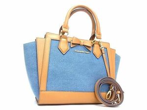 1 jpy # beautiful goods # Samantha Vegasa man sa Vega Denim × leather 2WAY shoulder handbag Cross body blue group × brown group AY3433