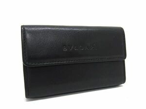 1 иен # превосходный товар # BVLGARI BVLGARY кожа три складывать кошелек compact бумажник . inserting кошелек для мелочи . мужской женский оттенок черного FC5034