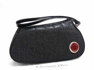 1円 ■美品■ ChristianDior クリスチャンディオール キャンバス メイクポーチ マルチケース 小物入れ レディース ブラック系 AY4554