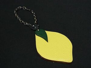 1 jpy # beautiful goods # HERMES Hermes fruit porutokre leather lemon key holder bag charm lady's men's yellow group AY2448