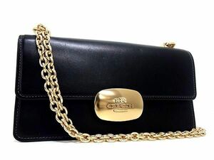 1円 ■美品■ COACH コーチ K2311 CP008 レザー チェーン クロスボディ ショルダーバッグ 斜め掛け レディース ブラック系 AY2368