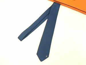 1 иен # прекрасный товар # HERMES Hermes шелк 100% общий рисунок H рисунок галстук бизнес джентльмен мужской оттенок голубого AZ2966