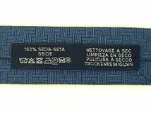 1円 ■美品■ HERMES エルメス シルク100% 総柄 H柄 ネクタイ ビジネス 紳士 メンズ ブルー系 AZ2966_画像4