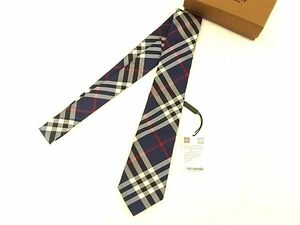 1 иен # новый товар # не использовался # BURBERRY Burberry noba проверка шелк 100% галстук джентльмен мужской темно-синий серия × многоцветный AZ2968