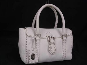 1 jpy # ultimate beautiful goods # FENDI Fendi selection rear leather handbag tote bag lady's white group AZ2347