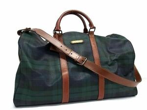 1 иен POLO RALPH LAUREN Polo Ralph Lauren кожа в клетку 2WAY сумка "Boston bag" ручная сумочка путешествие сумка оттенок зеленого AZ4261