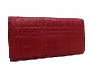 1 иен # превосходный товар # BURBERRY Burberry кожа складывающийся пополам длинный кошелек бумажник кошелек для мелочи .. inserting женский оттенок красного AY4418