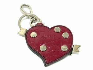 1 jpy # beautiful goods # PRADA Prada leather heart motif key ring key holder charm lady's red group × silver group AY4264