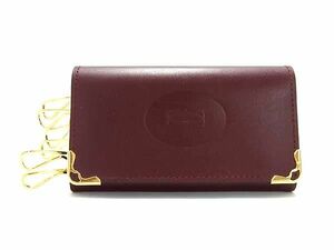 1 jpy # as good as new # Cartier Cartier Must line leather 6 ream key case key inserting lady's bordeaux series BL0669
