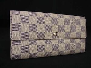 1円 LOUIS VUITTON ルイヴィトン N61735 ダミエアズール ポルトフォイユサラ 二つ折り 長財布 ウォレット アイボリー系 AY4428