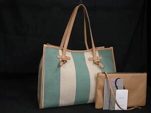 1 иен # превосходный товар # GIANNI CHIARINI Gianni Carry ni мульти- .la парусина × кожа ручная сумочка большая сумка оттенок зеленого AY3506