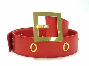 1 jpy ChristianDior Christian Dior leather Gold metal fittings belt declared size 75 lady's men's red group BL0787