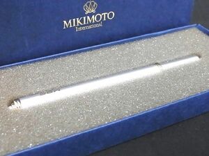 ■新品同様■ MIKIMOTO ミキモト 本真珠 アコヤ真珠 パール 約0.4mm ボールペン 筆記用具 文房具 ステーショナリー シルバー系 DD5200
