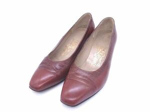 Salvatore Ferragamo フェラガモ レザー 表記サイズ 6 1/2 (約24cm) パンプス 靴 シューズ レディース ブラウン系 DD4266